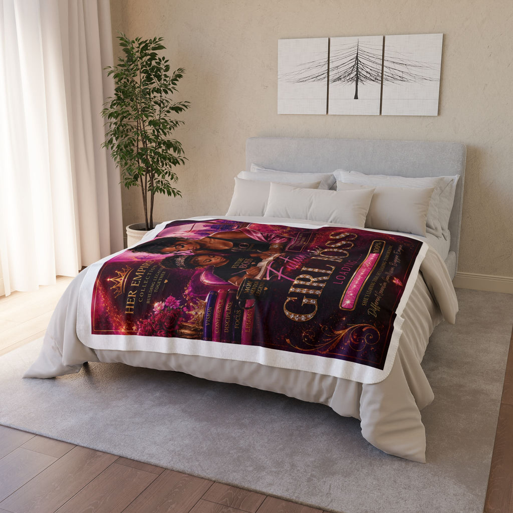 Fleece Sherpa Blanket — 'Future Girl Boss Loading' Empowerment Throw for Moms & Daughters