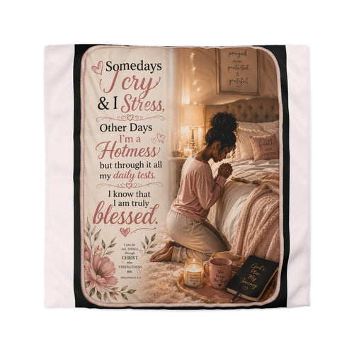Blessed Hotmess Microfiber Duvet Cover — Inspirational Prayerful Bedroom Decor