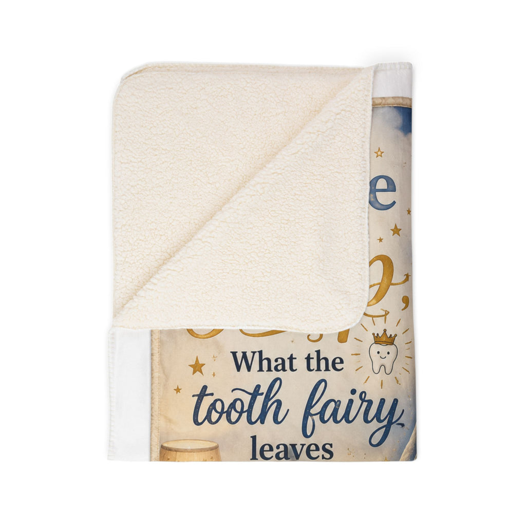 Tooth Fairy Kids Sherpa Blanket — "Now a Lay Me Down to Sleep" Bedtime Throw