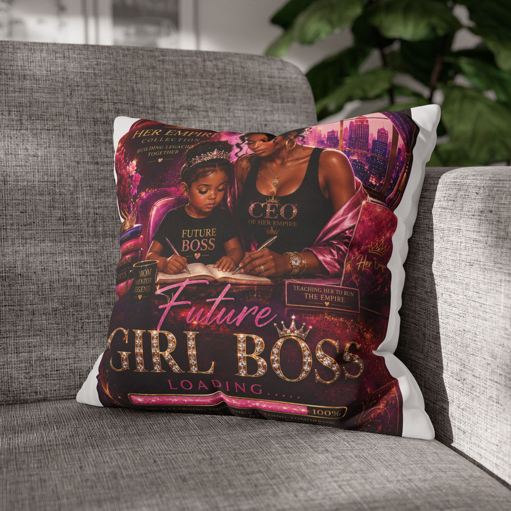Square Pillow - "Future Girl Boss" Mother & Daughter Decorative Throw Pillow