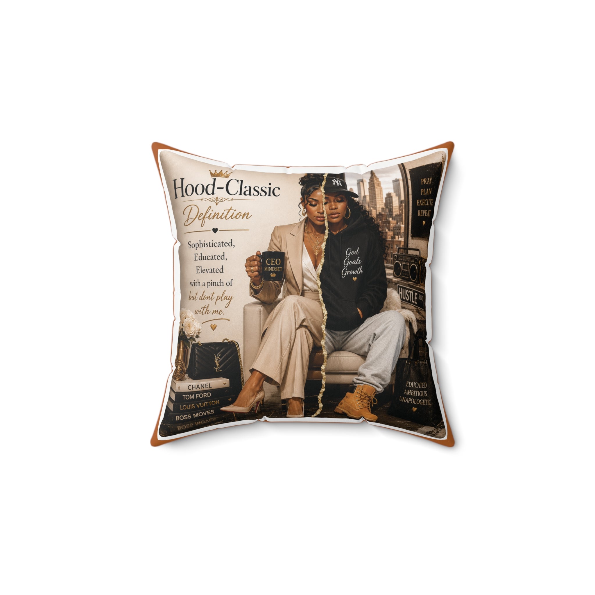 Hood-Classic Definition Decorative Pillow — 'Hood-Classic' Couple Illustration