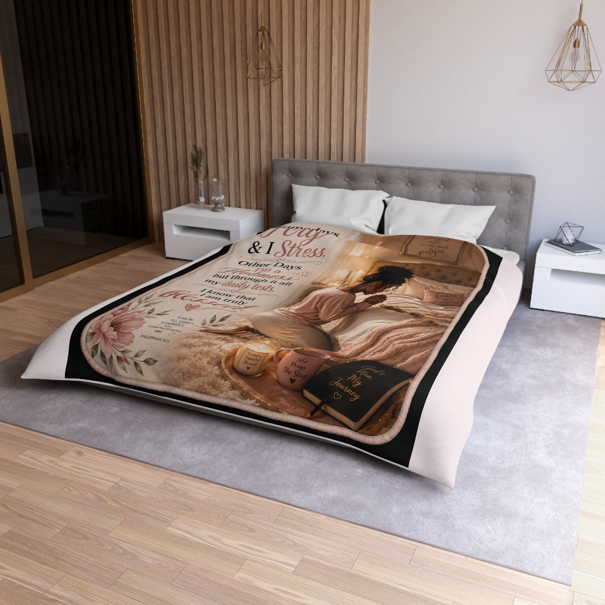 Blessed Hotmess Microfiber Duvet Cover — Inspirational Prayerful Bedroom Decor