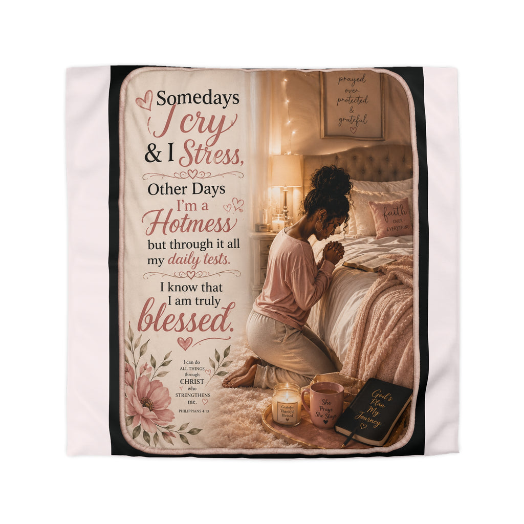 Blessed Hotmess Microfiber Duvet Cover — Inspirational Prayerful Bedroom Decor